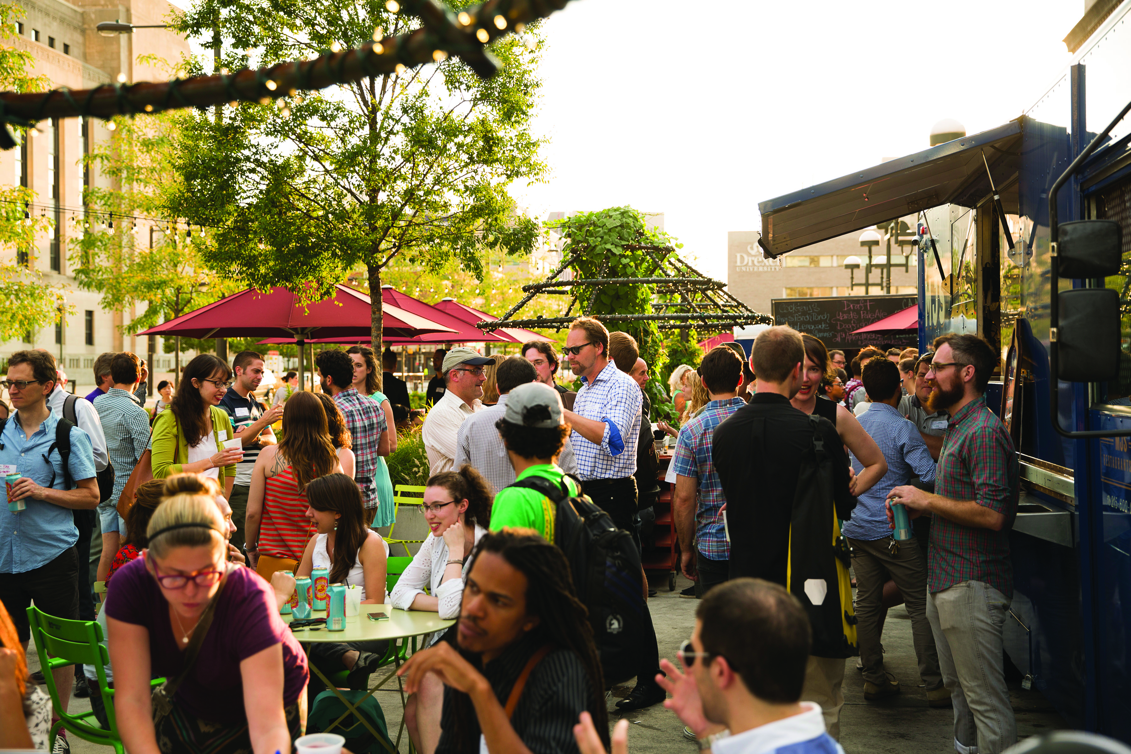 A new beer garden draws a large crowd in July of 2015
