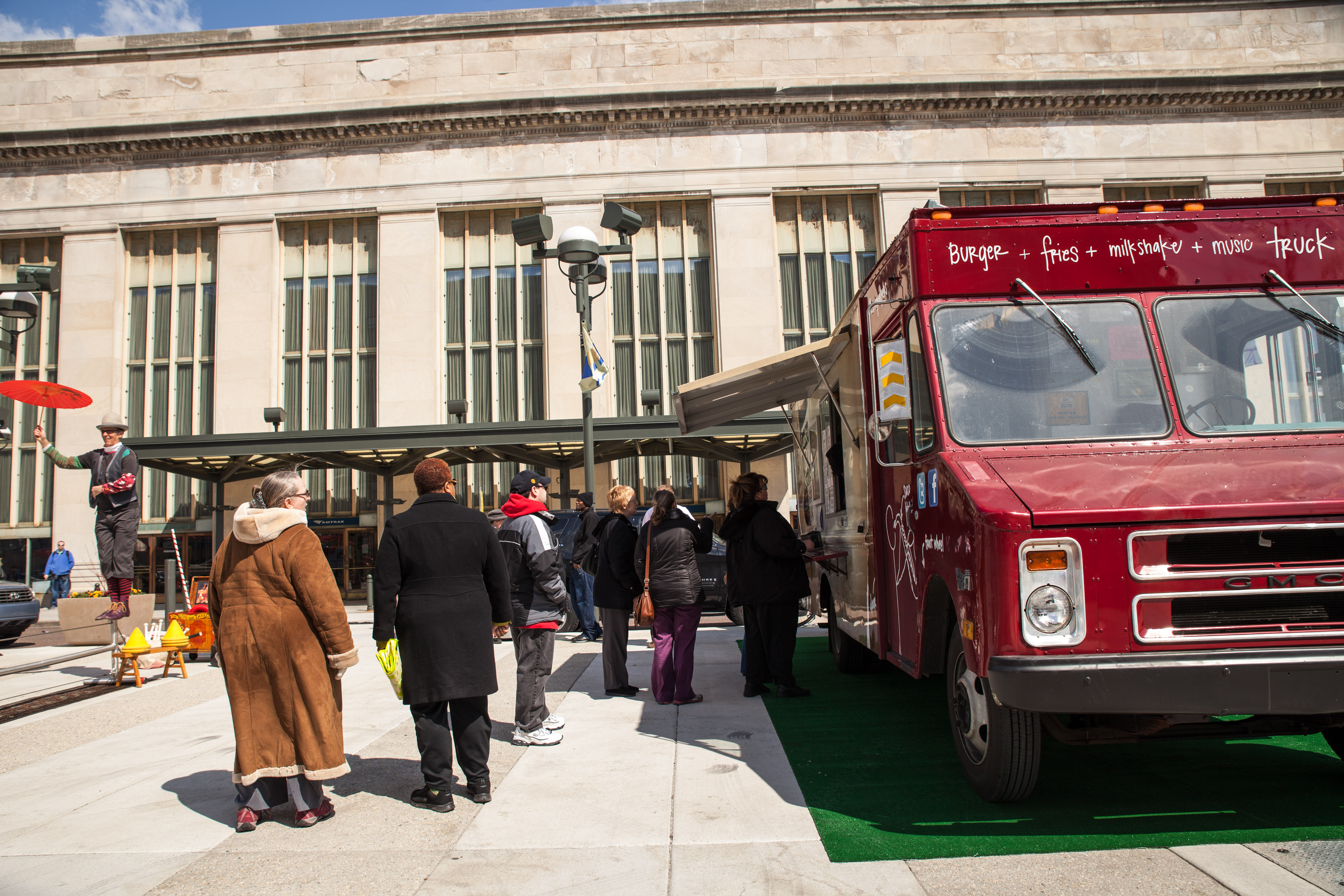 Guests enjoying a food truck in 2013