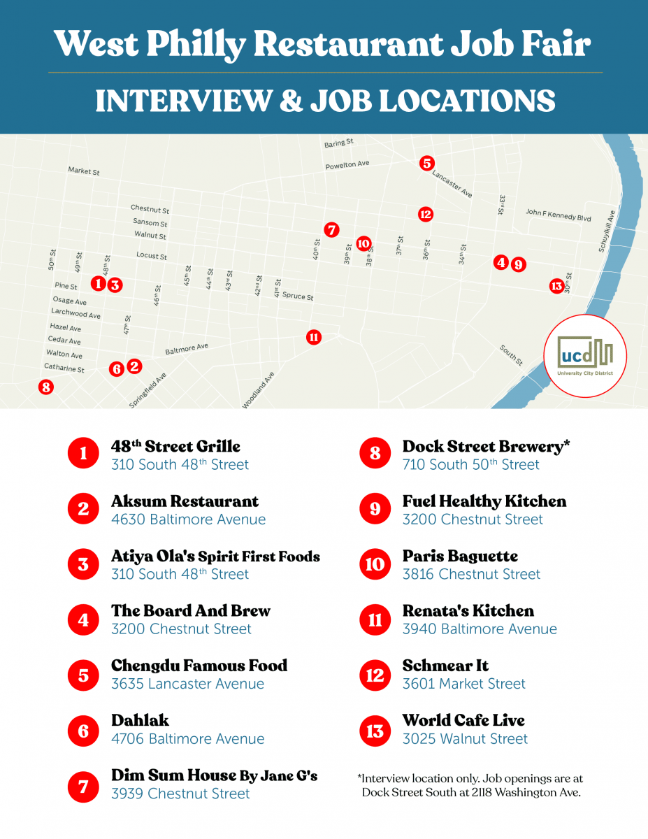 West Philly Restaurant Job Fair map