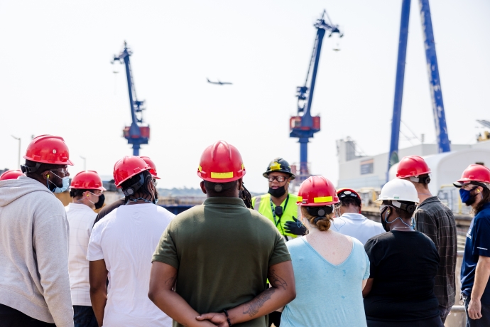 A group of Shipyard participants on a tour