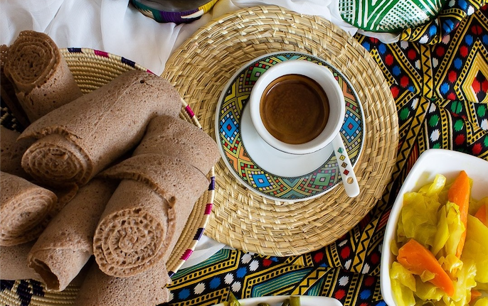 Coffee and injera from Alif