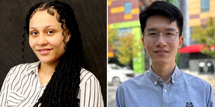 Headshots of Salimah Fields (left) and Hanchao Zhang (right)