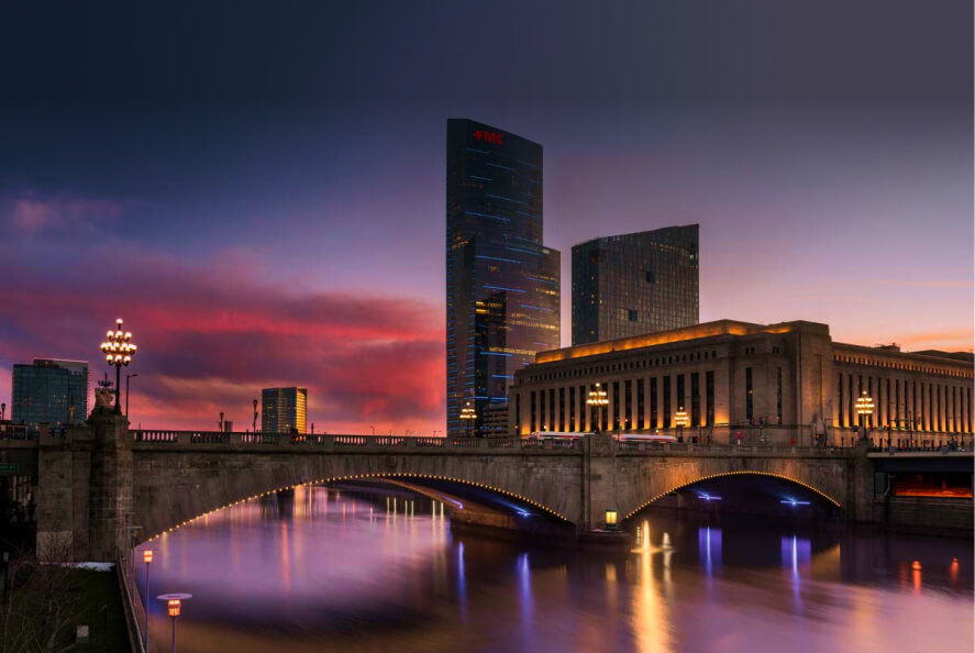 A dramatic sunset in University City