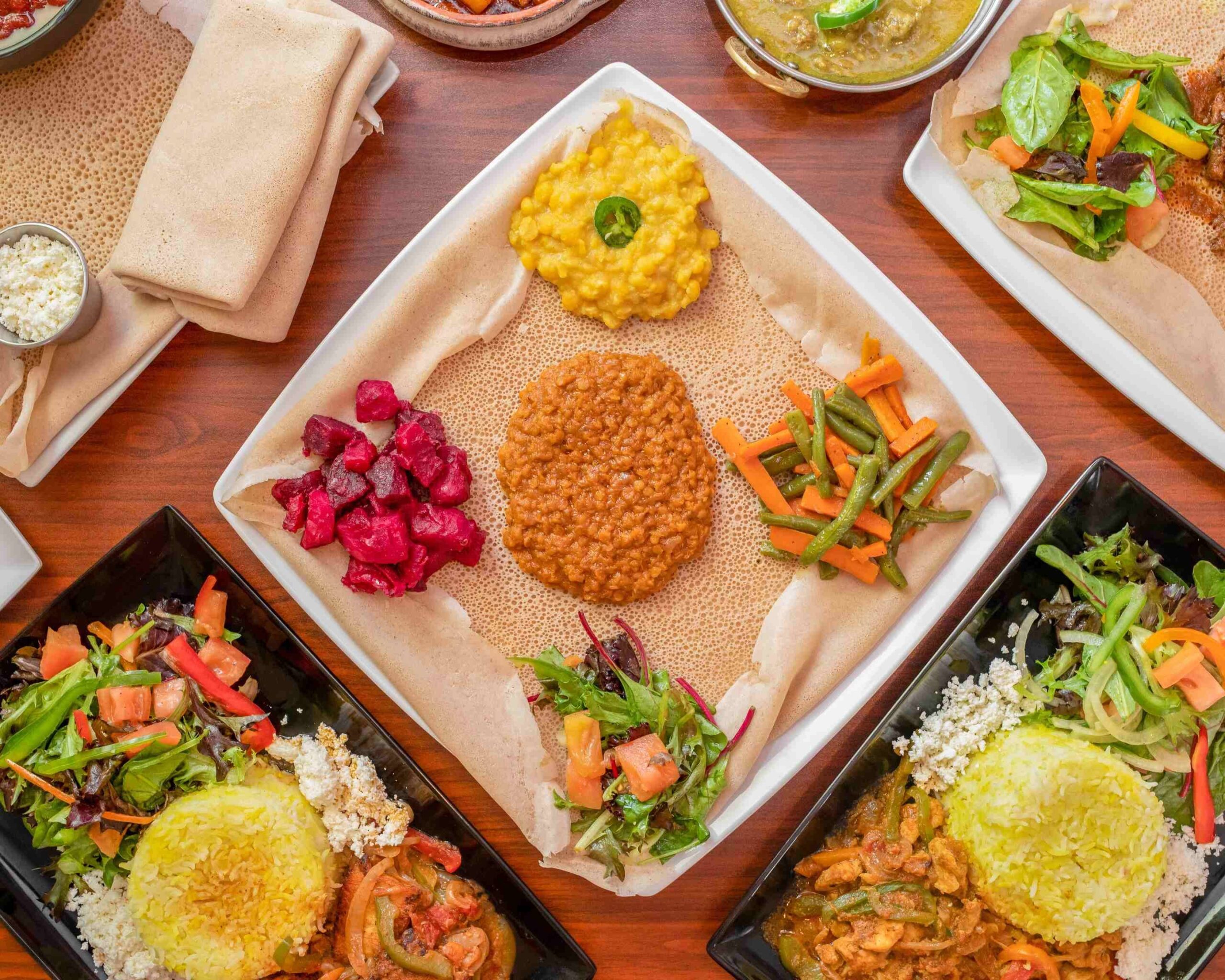 Platter of Ethiopian food