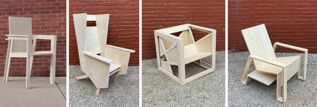Images of wooden chairs created by Drexel students
