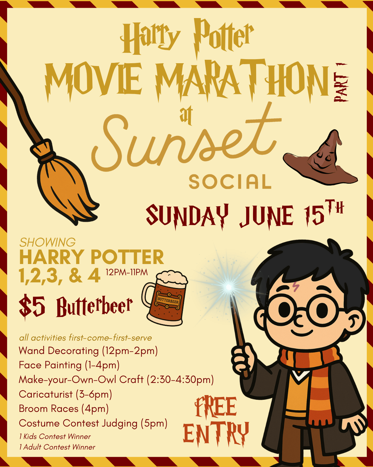 Harry Potter Movie Marathon Event Flyer