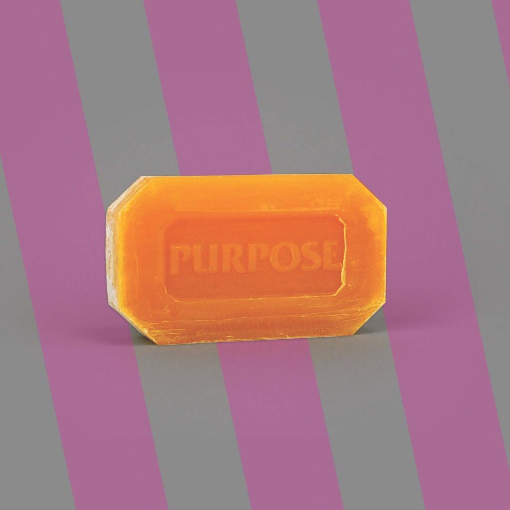 Current image: Promotional graphic for "Purpose" exhibit