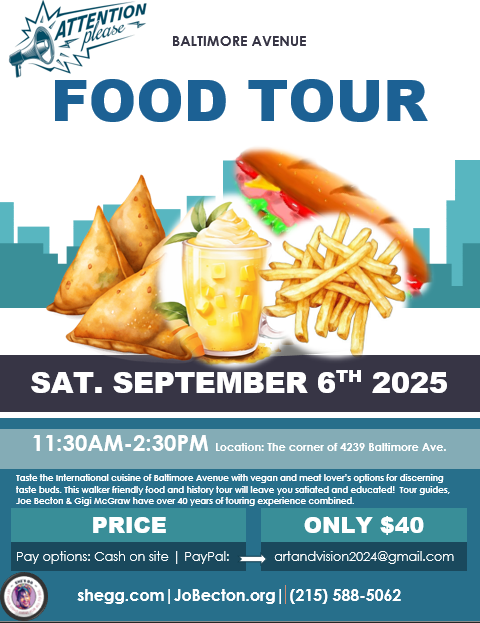Promotional graphic for the baltimore ave food tour
