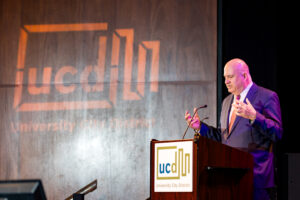 Craig Carnaroli speaking at the 2024 State of University City event