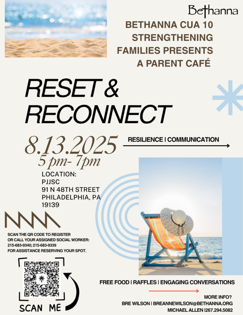 Promotional flyer for Reset and Connect event