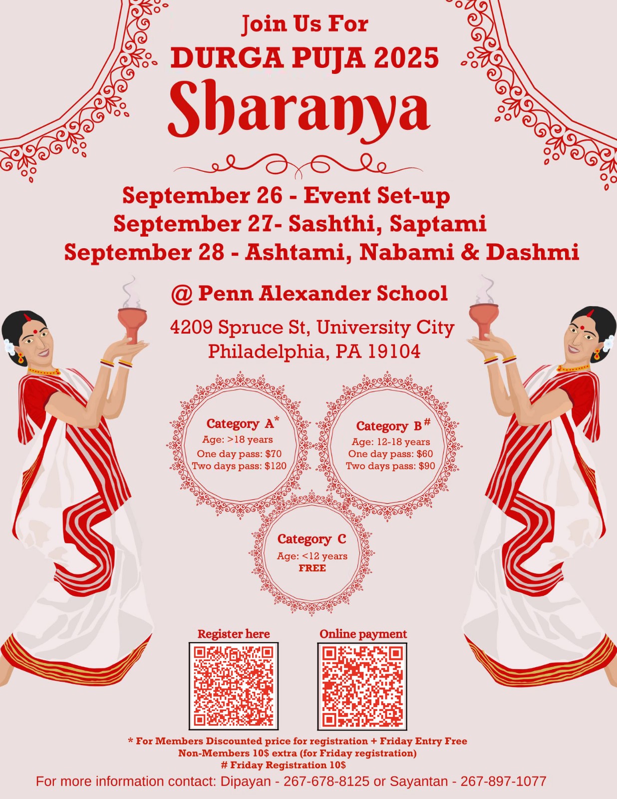 Promotional graphic with pink background and red text