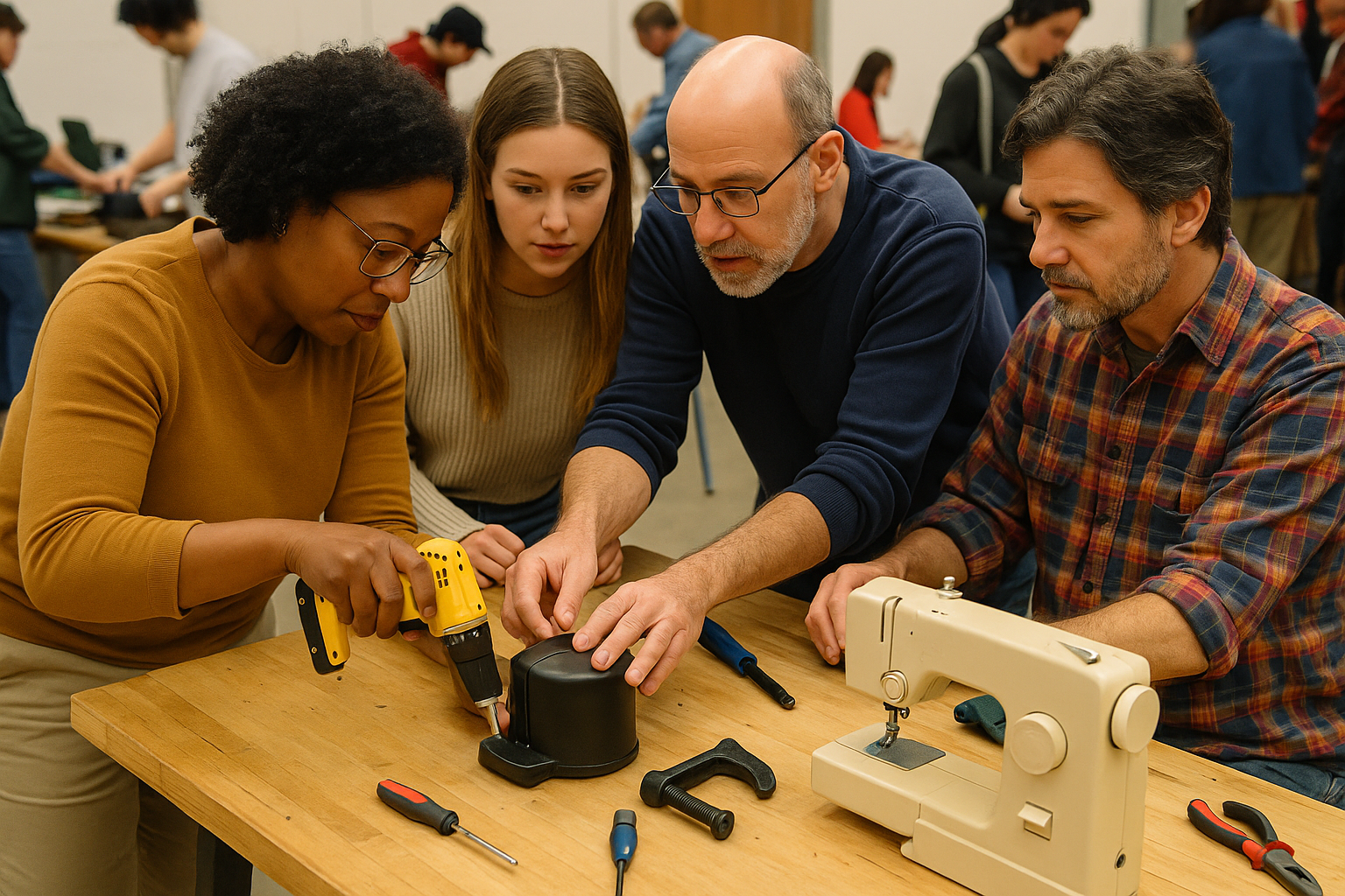 Group of people sitting around a workshop table