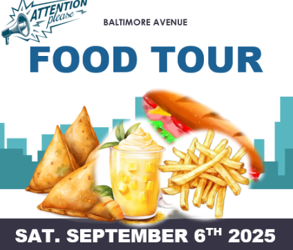 Promotional graphic for baltimore ave food tour