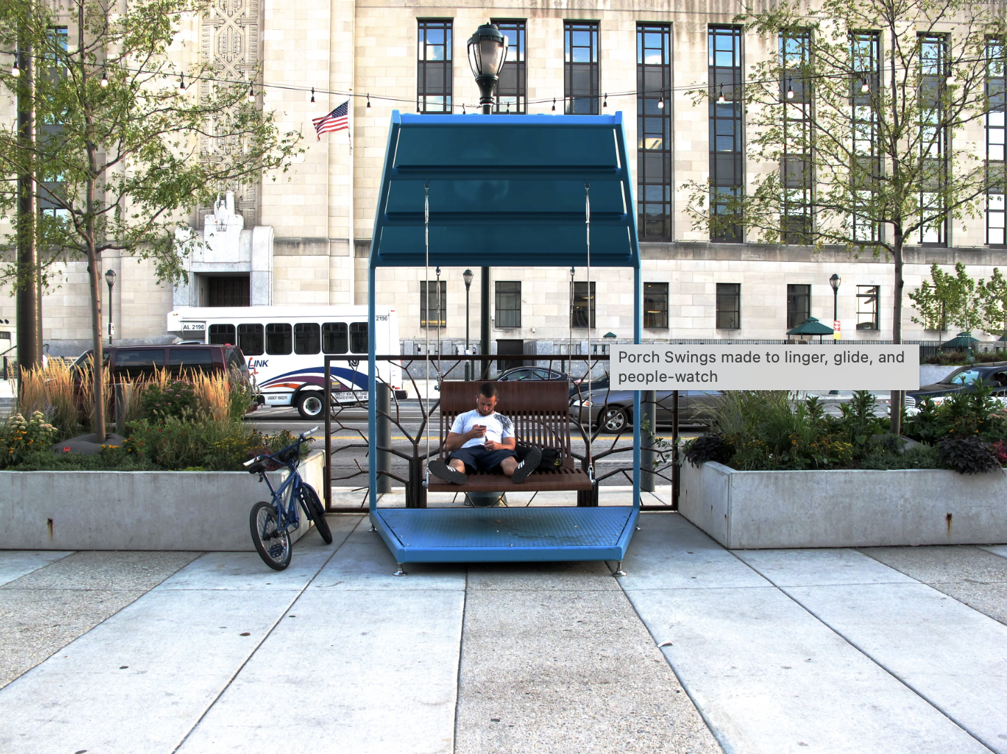 A swing at The Porch at 30th Street Station