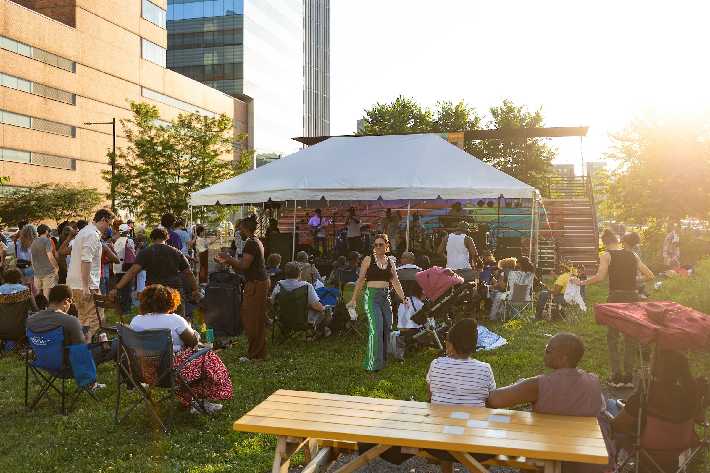 Lady Alma performs for a crowd at the University City Summer Series.