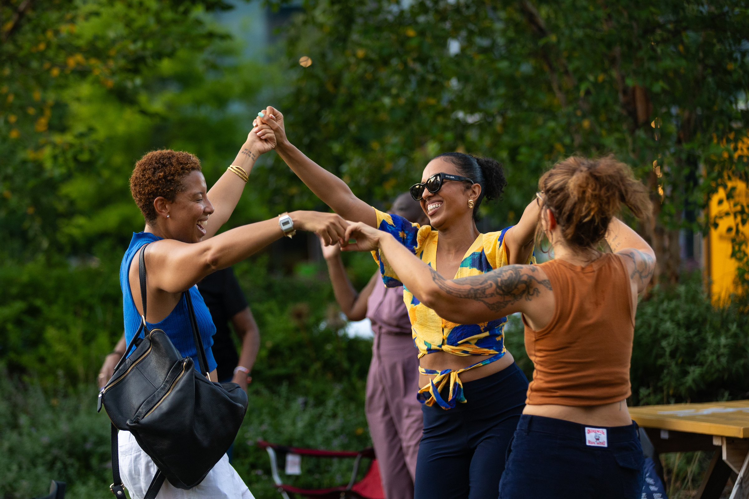 The crowd dancing at the University City Summer Series.