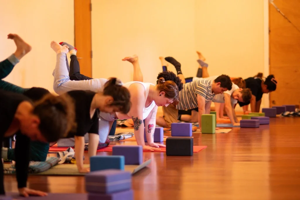 A group yoga class at Studio 34