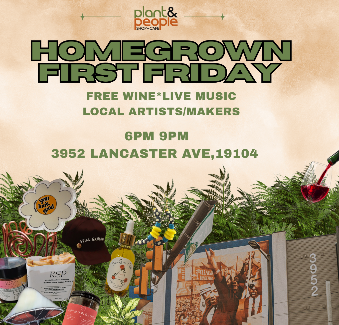 Plant and People graphic promoting First Friday.