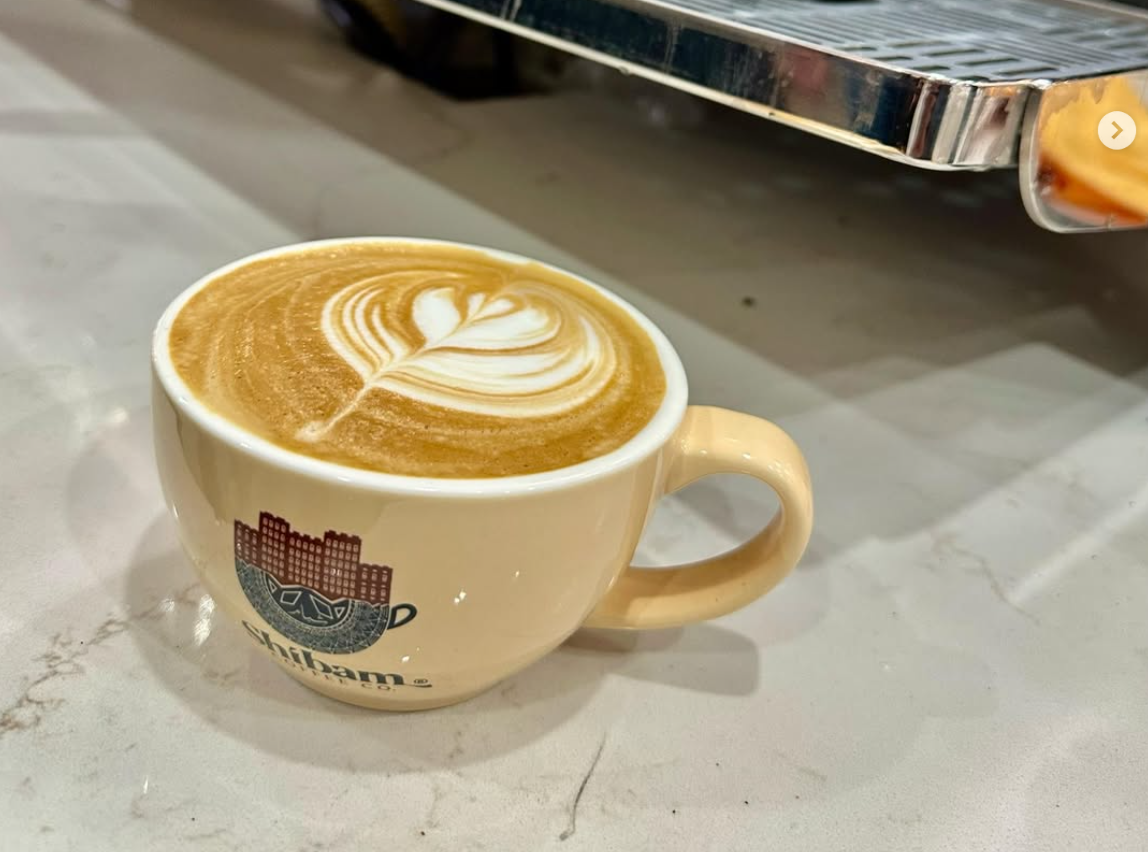 Latte art from Shibam Coffee