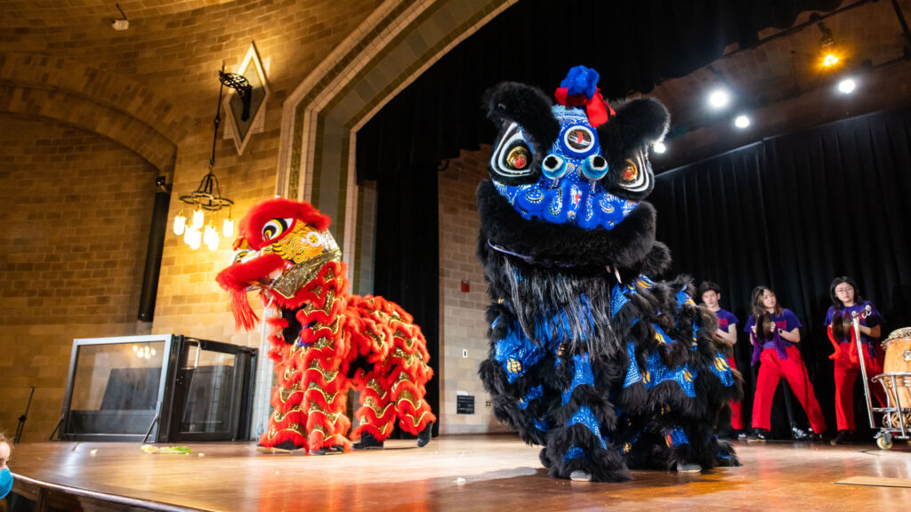 Performers on stage during Penn Museum's Lunar New Year Celebration