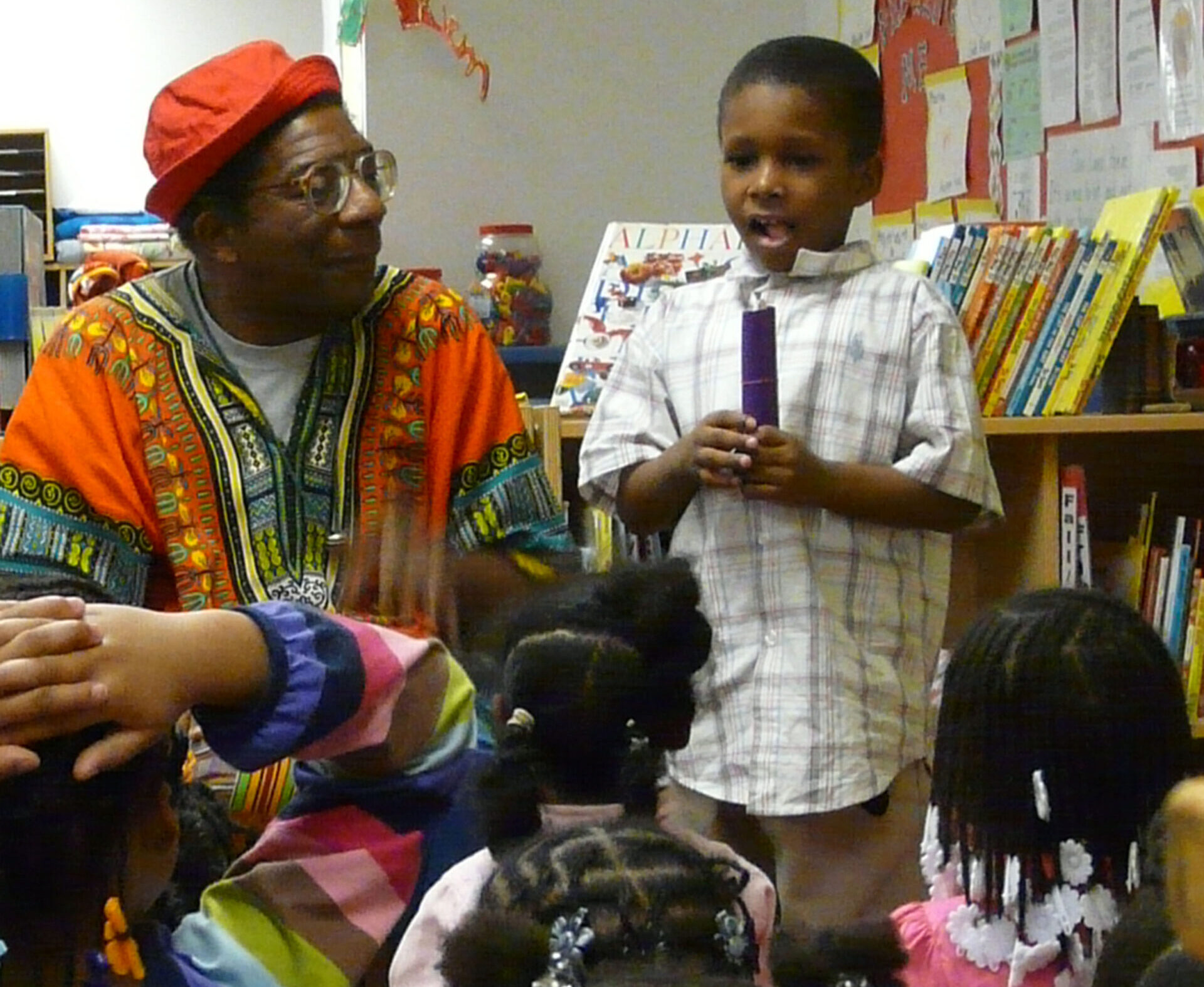 A group of children at a Mlanjeni Magical Theater program