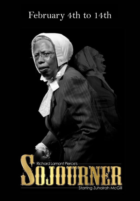 Flyer for Sojourner play at Curio Theatre
