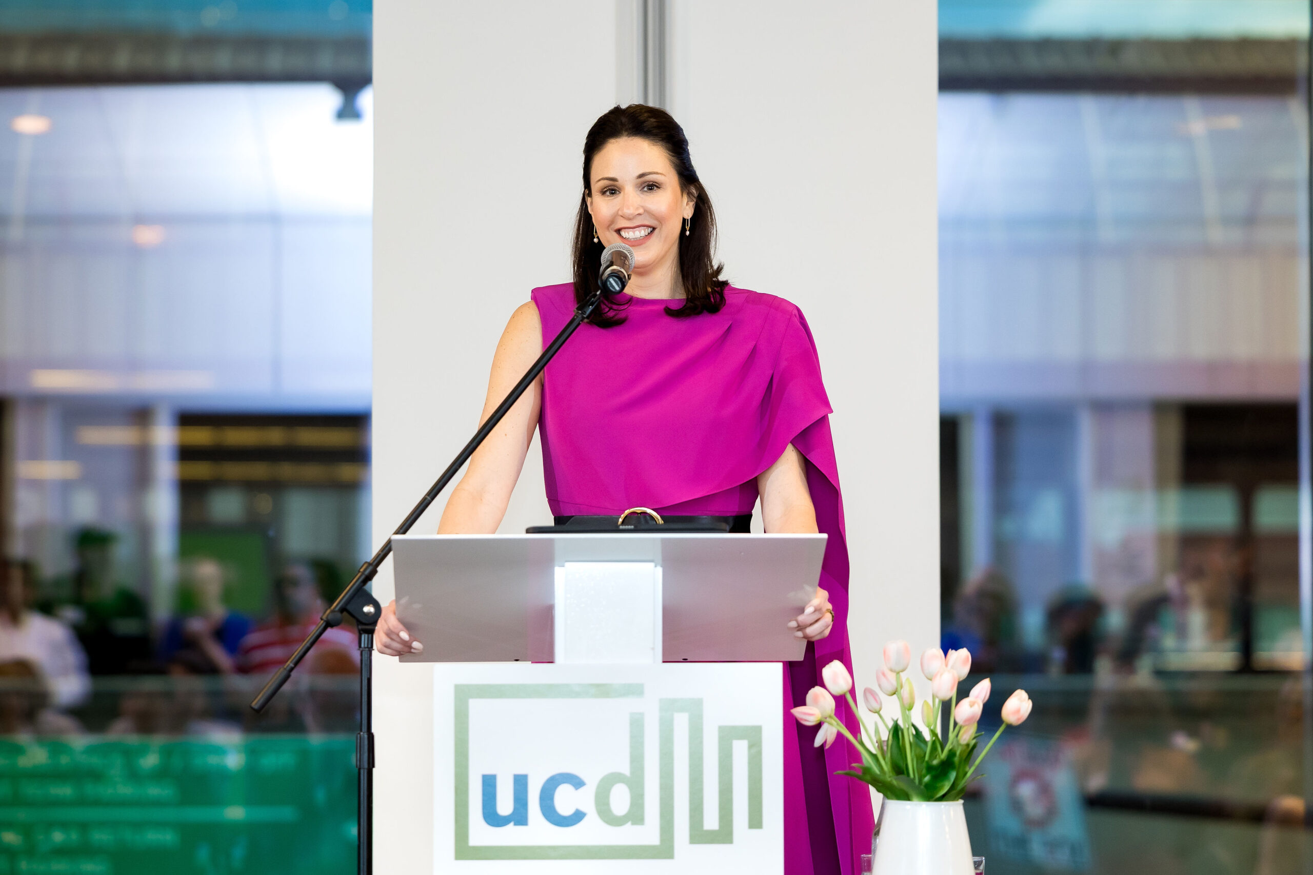UCD President & CEO Sarah Steltz delivers remarks during the State of University City 2026